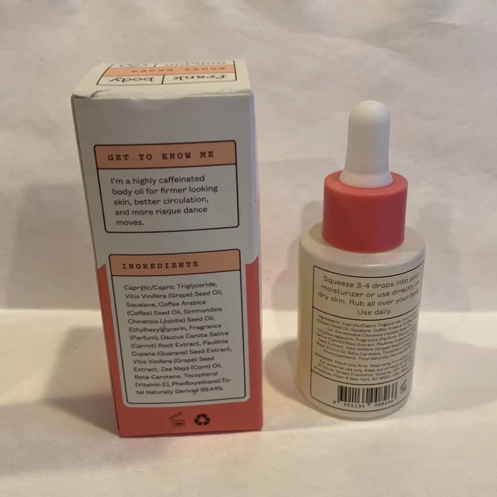 FRANK BODY Booty Drops Firming Body Oil 1.0 oz $18 CLEAN BEAUTY NIB